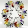 Colgante de Cristal Natural Ágata con Forma de Corazón Árbol de la Vida Colorido Árbol del Árbol de la Fortuna Cuentas de Alambre Envuelto Accesorios Ecológicos