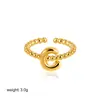 Europa y Estados Unidos transfronterizo anillo de oro de 18 quilates 26 letras inglesas anillo de apertura ajustable con cuentas de burbuja suministro de comercio exterior