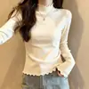 Atacado Transfronteiriço Outono e Inverno Camiseta de Manga Longa Gola Alta Meia 260g Modal Escovado para Mulheres, Corte Justo, Camada Base Térmica