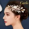 Artesanal pérola liga pente estilo antigo hanfu acessórios para o cabelo foto de casamento cocar de noiva pente flor atacado