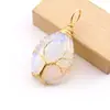 Collar con Colgante de Piedra Natural de Agata de Cristal en Forma de Gota de Agua Envuelto en Alambre Árbol de la Vida Cadena para Suéter Gota de Agua Piedra Cruda N781