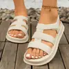 Sandálias Casuais de Moda para Mulheres 2026 Verão Novo Estilo Planas Cor Sólida Sandálias Modernas Trançadas Tendência Sapatos de Praia