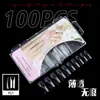 Caixa com 100 Peças de Unhas para Manicure, Unhas Postiças Transparentes de Aplicação Total e Meia Aplicação, Unhas para Manicure Totalmente Foscas e Meio Foscas