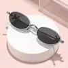 Gafas de Sol Versátiles con Montura Ovalada Selección de Influencers con Patas de Diamante Gafas de Sol de Alta Gama Gafas Lisas Anti Luz Azul Gafas de Sol Modernas