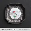 Posavasos Premium Pintados a Mano, Portavasos Florales Retro de Aleación de Aluminio, Posavasos Aislantes de Calor para Juego de Té Casero, Accesorios Creativos para Ceremonia de Té Kung Fu