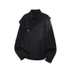Novas roupas masculinas de outono em estoque, camisa estilosa com abotoadura diagonal, estilo Hong Kong, camisa com colarinho jovem e de corte solto para homens