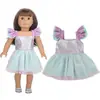 Nova Boneca American Girl de 18 polegadas Vestido de Princesa Boneca de 43cm Brinquedo Vestido de Renda Vestido Lantejoulas Roupa de Bebê Vestido Longo