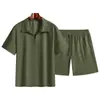 2026 Verano Transfronterizo Amazon Traje de Shorts de Manga Corta 3D para Hombre Estilo Nuevo Conjunto de Dos Piezas de Color Puro Deportivo Casual para Hombre