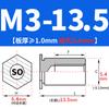 SO-M2M3M4M5M6M8 Remache Hexagonal Galvanizado de Agujero Pasante Placa de Presión Tuerca de Chapa Columna Espárrago de Acero al Carbono