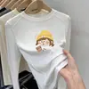 Blusa infantil de fleece dupla face com estampa de desenho animado outono/inverno, camiseta de manga longa para meninas, gola redonda, estilo novo