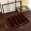 Caja de Almacenamiento de Anillos Color Nogal Negro Lujo Ligero, Caja de Exhibición Multiranura, Caja de Almacenamiento de Joyería para Aretes, Modelo Nuevo