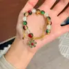Pulseira de Contas Árvore de Natal, Design de Nicho, Pulseira Exquisita com um Toque de Elegância e Atmosfera, Pulseira Feminina, Fio Colorido para o Festival do Barco-Dragão