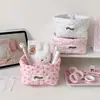 Colección de bolsas de almacenamiento estilo coreano, cesta de almacenamiento de fresas, estuche con volantes, organizador de labiales para niña, almacenamiento de artículos varios de escritorio y cosméticos