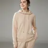 Suéter Delgado de Cachemira Deportivo de Color Sólido con Capucha para Mujer, Holgado, Casual, Nuevo Tejido de Punto para Otoño e Invierno, Ropa Exterior