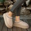 Pantuflas de Algodón Casuales para Mujer 2025 Otoño e Invierno Nueva Moda Versátiles Cómodas Cálidas Pantuflas con Sensación de Pisar Mierda Baotou Pantuflas Medias
