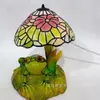 Lámpara de Vitral de Rana y Flor Transfronteriza Lámpara de Mesa Mágica Creativa con Adornos de Resina de Flor y Rana