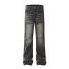 Rayo onda de agua cleanfit desgastado retro degradado lavado al agua tubo recto alto negro gris jeans pantalones