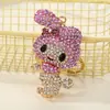 Llavero de Metal My Melody Conejo de Dibujos Animados Full Diamante Aleación Incrustada con Diamantes Lindo Corazón Femenino Llavero para Bolso Coche