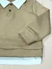Nuevo Conjunto de Sudadera de Otoño 2026 para Niños Niños, Jacquard Texturizado Falso Dos Piezas Cuello Polo Manga Larga Pantalones Jogger