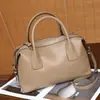 Bolsa Feminina Transfronteiriça Outono e Inverno Nova Bolsa Boston Couro Bovino de Primeira Camada Tanning Vegetal Couro Genuíno Retrô Portátil Bolsa Transversal para Mulheres