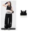 Disfraces de Performance de Street Dance para Niñas, Atuendos de Performance de Jazz Hip-Hop para Niñas, Conjunto de Manga Corta con Adorno de Encaje para Niñas