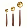 Colher Medidora de Aço Inoxidável 304 Colher para Grãos de Café de Madeira de Nogueira Colher Medidora de Fermento em Pó 5ml Colher para Temperos Doméstica Colher para Leite em Pó Colher Medidora