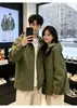 Chaqueta softshell con capucha estilo deportivo para exteriores, unisex, cortavientos, cálida, con cremallera, resistente al viento e impermeable, adecuada para parejas