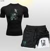 Traje de fitness para hombre con animación que absorbe la humedad, 2 en 1, doble pantalón corto, pantalones cortos deportivos de baloncesto, secado rápido