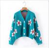 Jaqueta Cardigan de Tricô com Flores Retrô Curta Transfronteiriça Europeia e Americana Suéter Feminino Solto Peça Externa Top Novo AliExpress