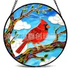 Colgante de Cristal de Pájaro Rojo sobre Rama Adorno Colgante de Cristal para Decoración de Ventana del Hogar Jardín Atrapasoles
