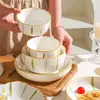 Vajilla Cerámica Sencilla Bajo Esmalte, Tazones y Platos para Uso Doméstico, Tazones de Alto Valor Estético, Tazones para Fideos, Tazones para Sopa, Platos para Guarnición, Platos de Cena