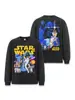 Camiseta de Manga Larga Pesada de Algodón Puro con Lavado Ácido Estilo Retro Americano Star Wars para Hombre, Marca de Moda Trendy de Comercio Exterior de Calle