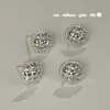 Pendientes Redondos de Plata de Ley S925 con Forma de Rombo Ouni Coreanos para Mujer, Joyería Coreana Ins, Pendientes de Nicho de Lujo Ligero Estilo Chanel
