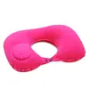 Almohada Inflable en Forma de U para Cuello, Almohada de Viaje para Cuello, Almohada de Viaje Inflable Plegable Portátil con Flocado