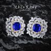 Moda Retro High-grade Flor Tan Sang Anel Azul Princesa Colar com Pingente de Diamante de Alto Carbono Brincos de Tesouro Coloridos adequados para Europa e América