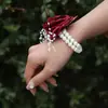 Set de 6 Piezas de Suministro Transfronterizo Europeo y Americano Novio y Novia Boda Hoja de Oro con Cuentas Muñequera y Ramillete Fabricante Venta al por Mayor Stock Disponible