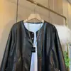 Moda Otoño 2026 Chaqueta de Cuero Elegante Tallas Grandes Abrigo para Mujer Estilo Coreano Moderno Cuello Redondo Manga Larga Top de Piel PU