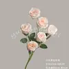 Flor Artificial com 6 Rosas Enroladas de Haste Alta, Decoração para Salão de Casamento, Arranjo de Flores para Sala de Estar em Casa, Flor Artificial Falsa para Atacado Transfronteiriço
