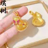 Nova Luz Pendente Antiga Chinesa Método Escovado Diamante Vermelho Rosa Borboleta Dupla Cabaça Luxo Alto Padrão Estilo Retrô Colar da Fortuna e Prosperidade para Mulheres