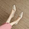 Sapatos Mary Jane de salto baixo e grosso estilo francês, bico fino, boca rasa, para viagem, todos os tipos de sapatos, primavera e outono, 2024, todos os tipos de sapatos de couro macio