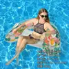 Respaldo de PVC Ecológico Transfronterizo Flotador de Piscina para Adultos Tumbona Inflable Acuática con Lentejuelas en Forma de U Flamenco Fila Flotante Inflable