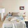 Juego de Colcha de Verano Estilo Ins de los Años 60 en Tencel Estampado y Bordado, Cuatro Piezas, Nuevo Producto de Verano con Sensación de Alta Gama, Colcha Refrescante de Verano, Ropa de Cama de Algodón Tencel
