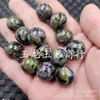 Ágata Cuarcita Antigua Redonda Perlas de Jade Perlas Sueltas de Jade 18 mm Morado Verde Gris Pulsera Collar Accesorios de Joyería Perlas Hechas a Mano