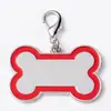 Metal blanco listado joya para mascotas colgante logo impreso tarjeta de identidad grabada color marco de hueso marca de perro