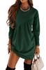 Vestido Casual Feminino de Manga Longa, Cintura Mini, Gola Redonda, Solto, Plissado - Coleção Outono/Inverno 2022 da Amazon, Comércio Exterior