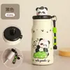 Nova Caneca Térmica de Aço Inoxidável 316 Estilo Ins Alta Aparência Desenho Animado Fofo Caneca Infantil Lanyard de Estudante Caneca com Canudo