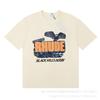 Camiseta de manga corta holgada informal con estampado de logotipo RHUDE de verano de estilo retro de comercio exterior transfronterizo al por mayor