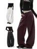 Calça de Moletom Azul Estilo Americano Calça Esportiva para Mulheres Primavera e Outono 2026 Nova Solta Popular Perna Reta Perna Larga Calça Casual