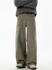 Pantalones Casuales Rectos Sueltos de Sarja Estilo Otoño Nuevo para Hombre, Algodón Puro Texturizado, Semi-Elásticos, Pantalones Largos Retro de Moda