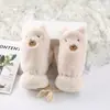 Novas luvas de inverno fofas de tweed imitação de mink com urso de desenho animado, luvas infantis, luvas de mão quentes para atividades ao ar livre